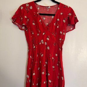 Red Floral Mini-Dress